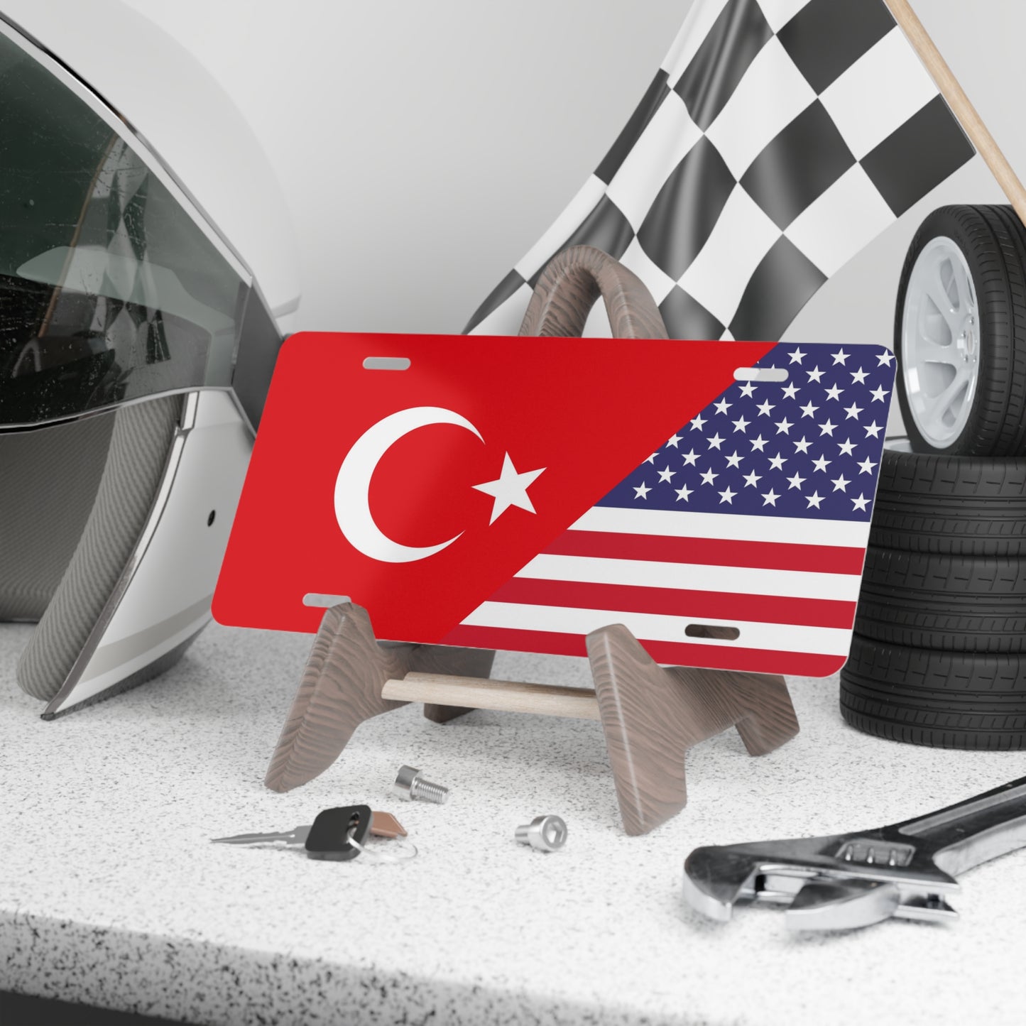 Turkish American Flag Vanity Plate