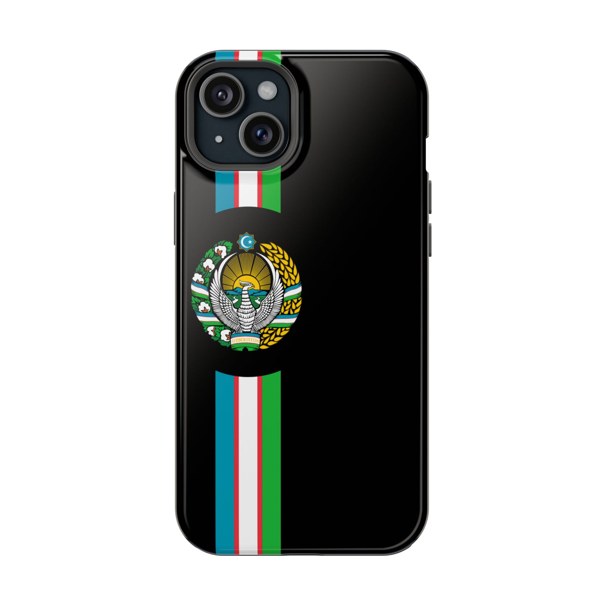 UZB Coat of Arms Flag Stripes Phone Case