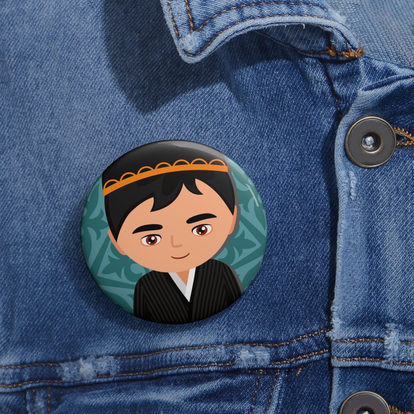 Tajik Men In traditional clothes Pin Buttons