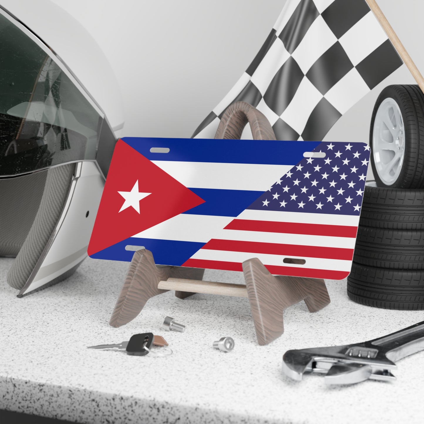 Cuban American Flag Vanity Plate