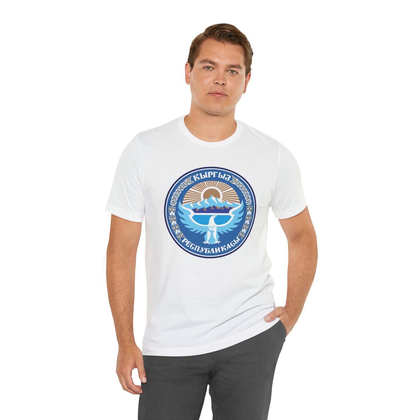 Kyrgyz National Emblem Unisex Jersey Short Sleeve Tee