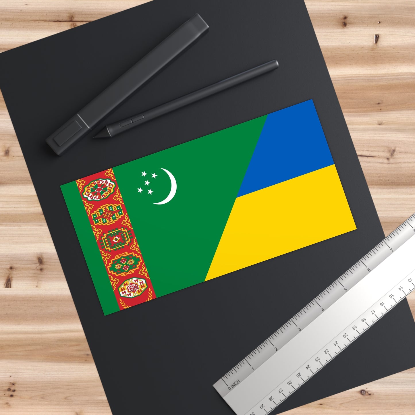 Turkmenistan Supports Ukraine Flag Bumper Stickers