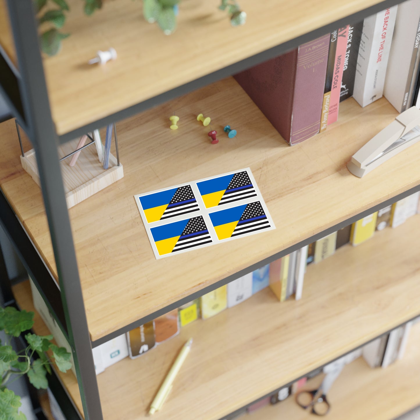 Ukraine Flag Thin Blue Line *4pc Sticker Sheets