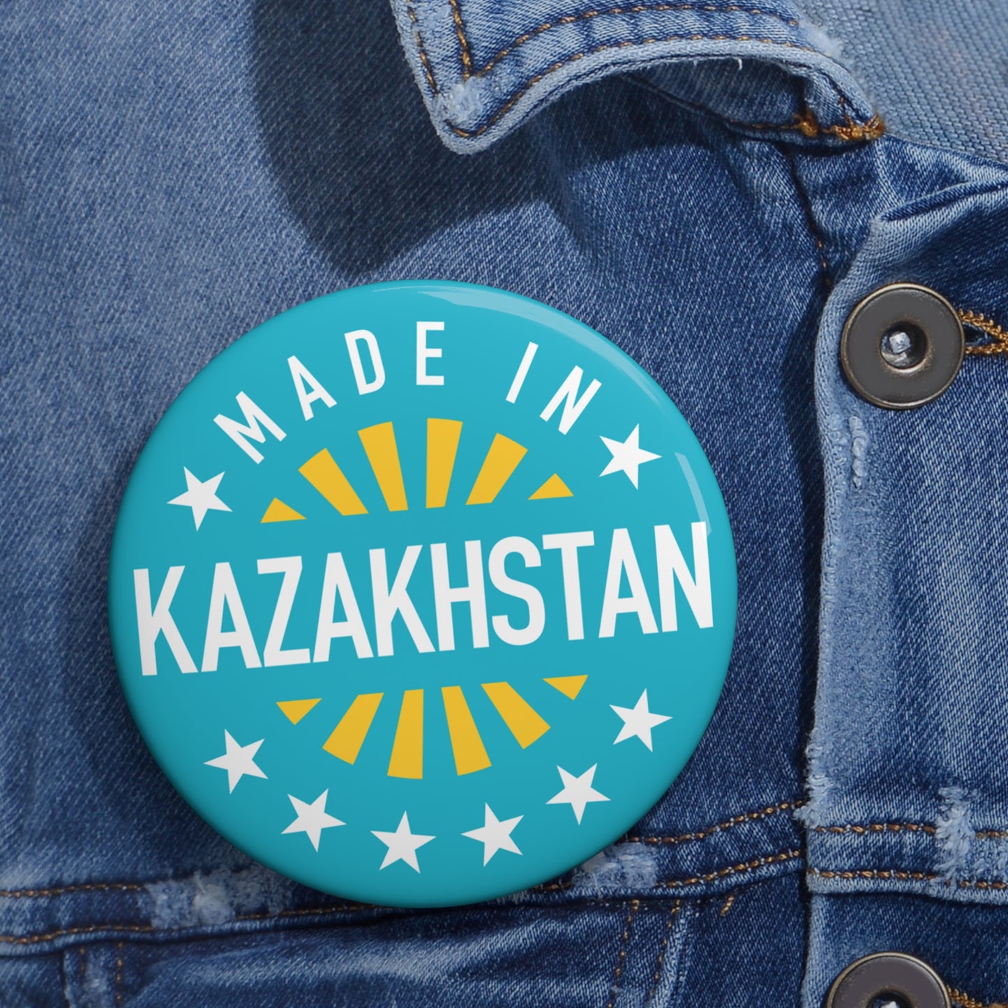 Made in Kazakhstan Pin Buttons