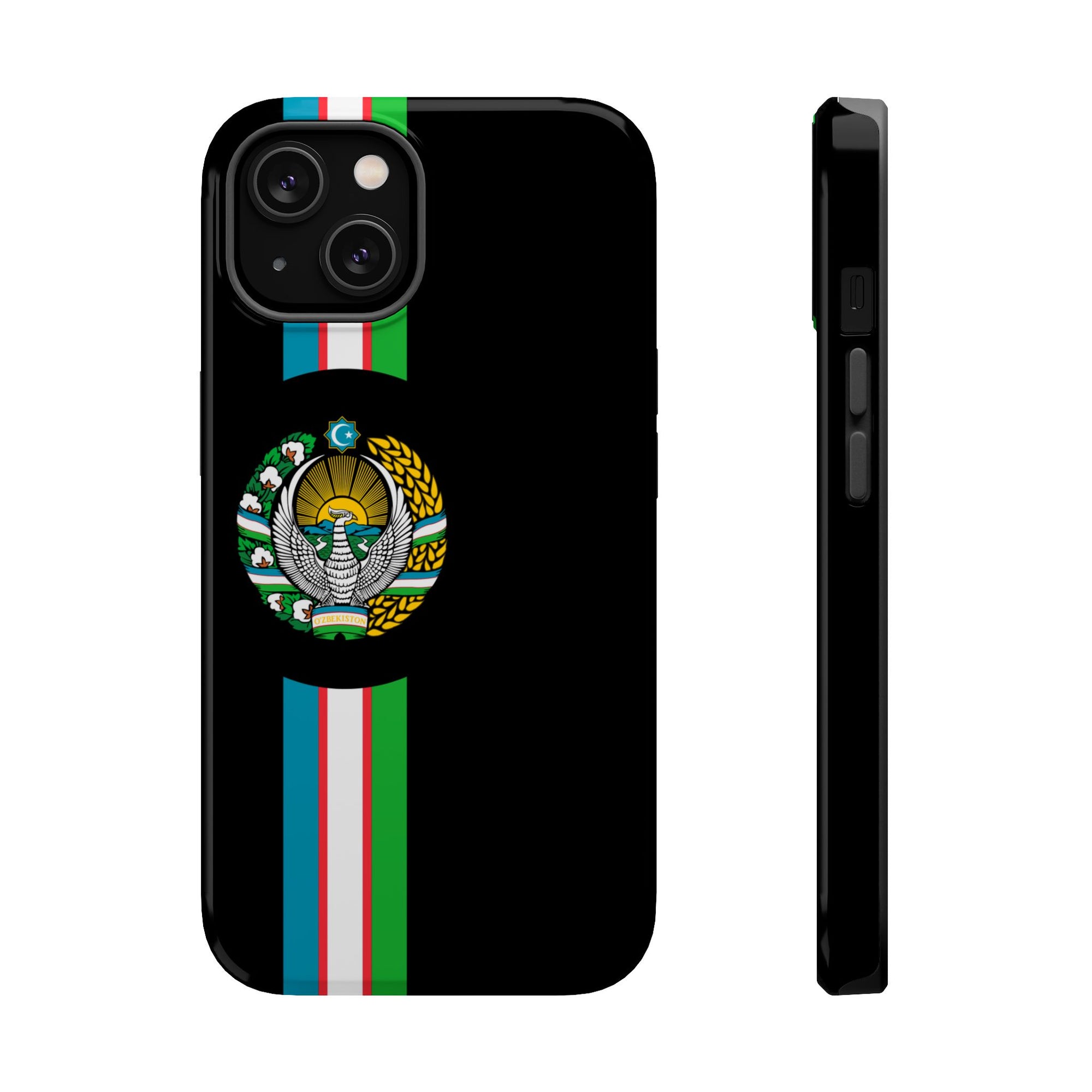 UZB Coat of Arms Flag Stripes Phone Case