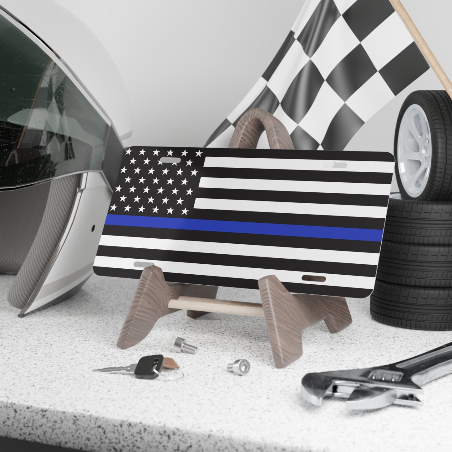 Thin Blue Line Flag Vanity Plate