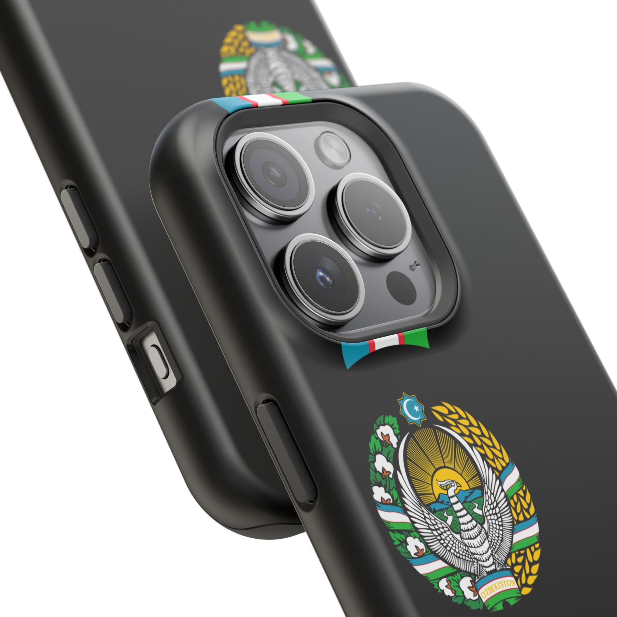 UZB Coat of Arms Flag Stripes Phone Case