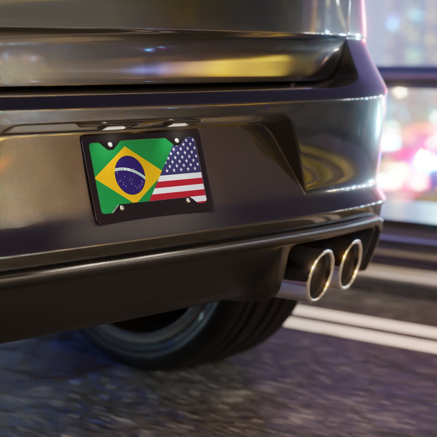 Brazil American Flag Vanity Plate