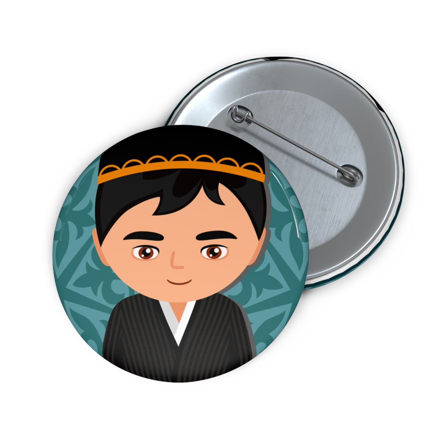 Tajik Men In traditional clothes Pin Buttons