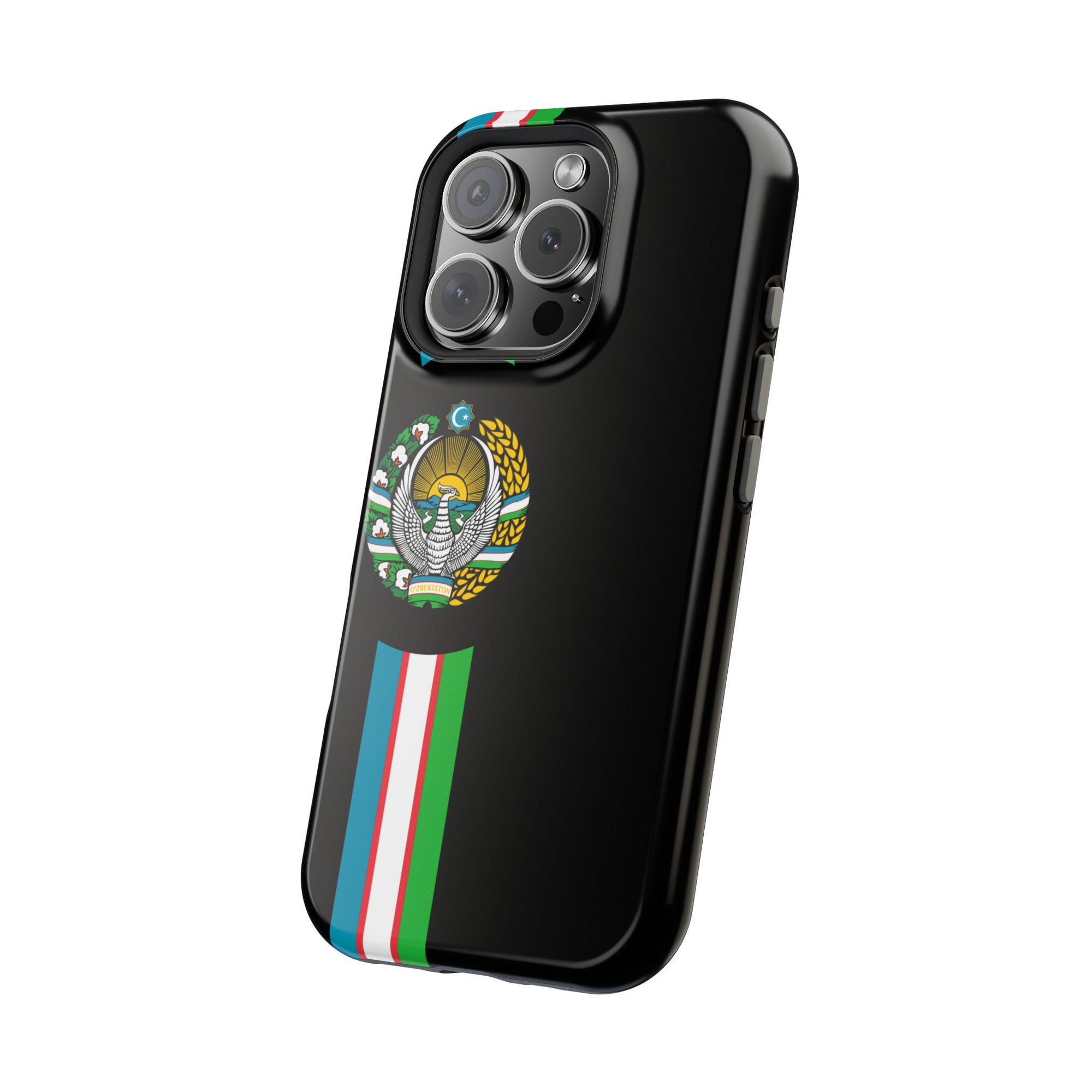 UZB Coat of Arms Flag Stripes Phone Case