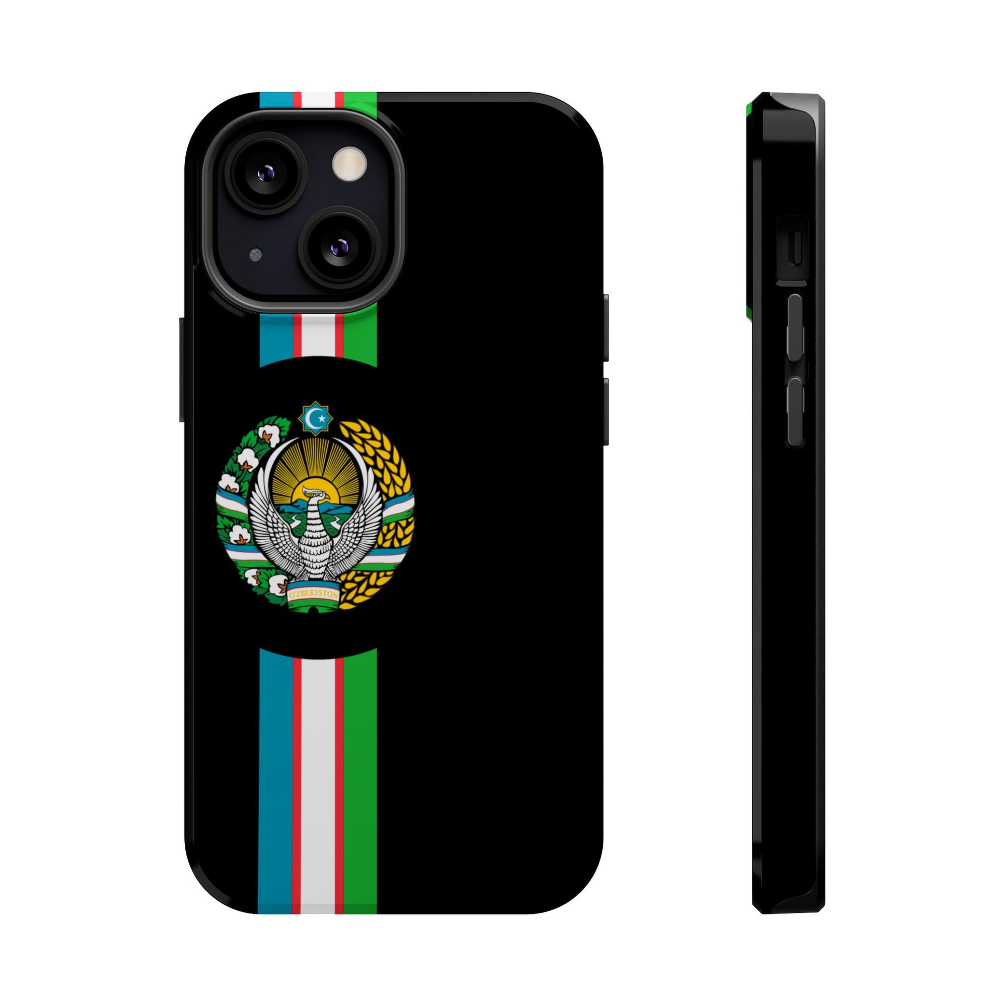 UZB Coat of Arms Flag Stripes Phone Case