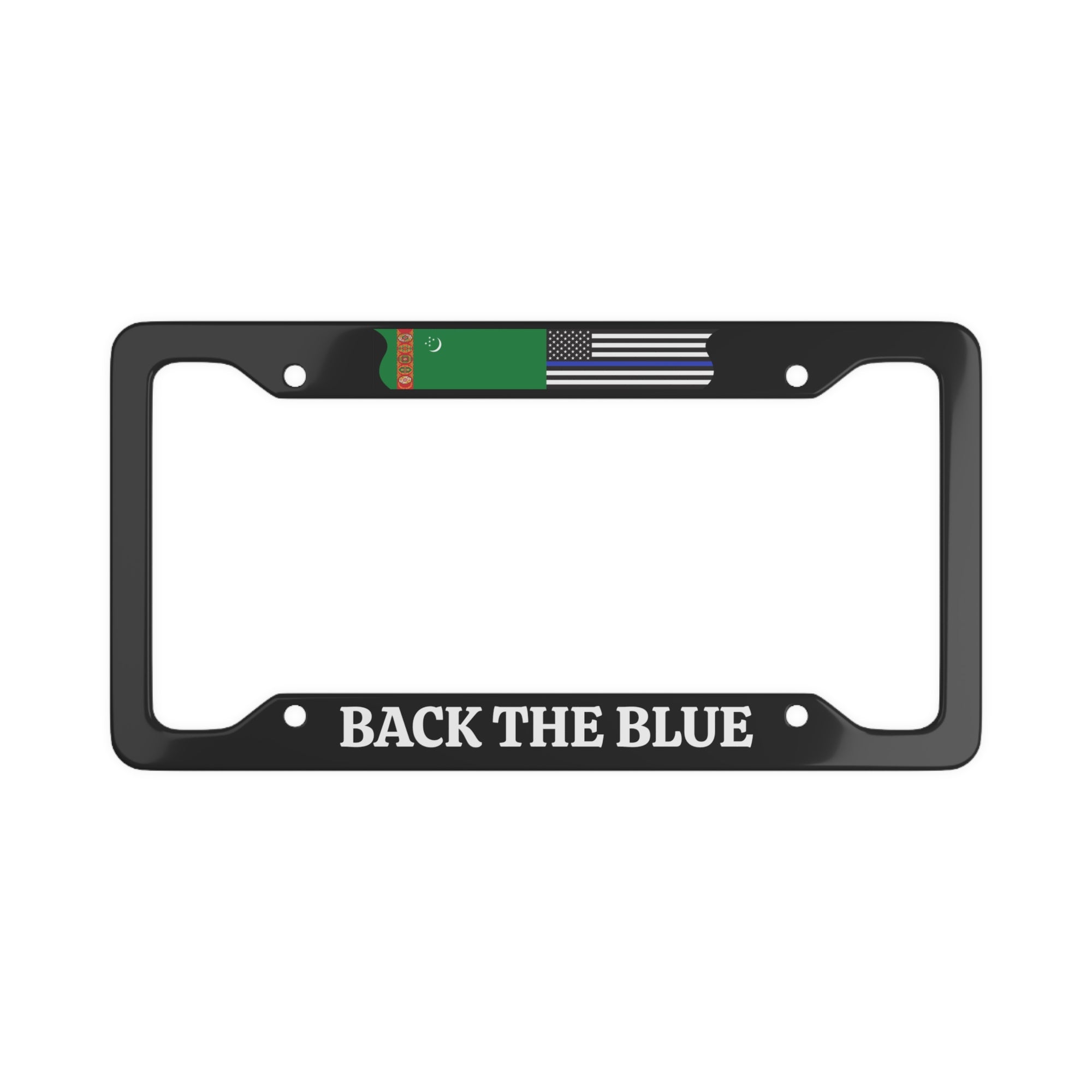 Turkmenistan Back the Blue, US Law Enforcement Appreciation  License Plate Frame