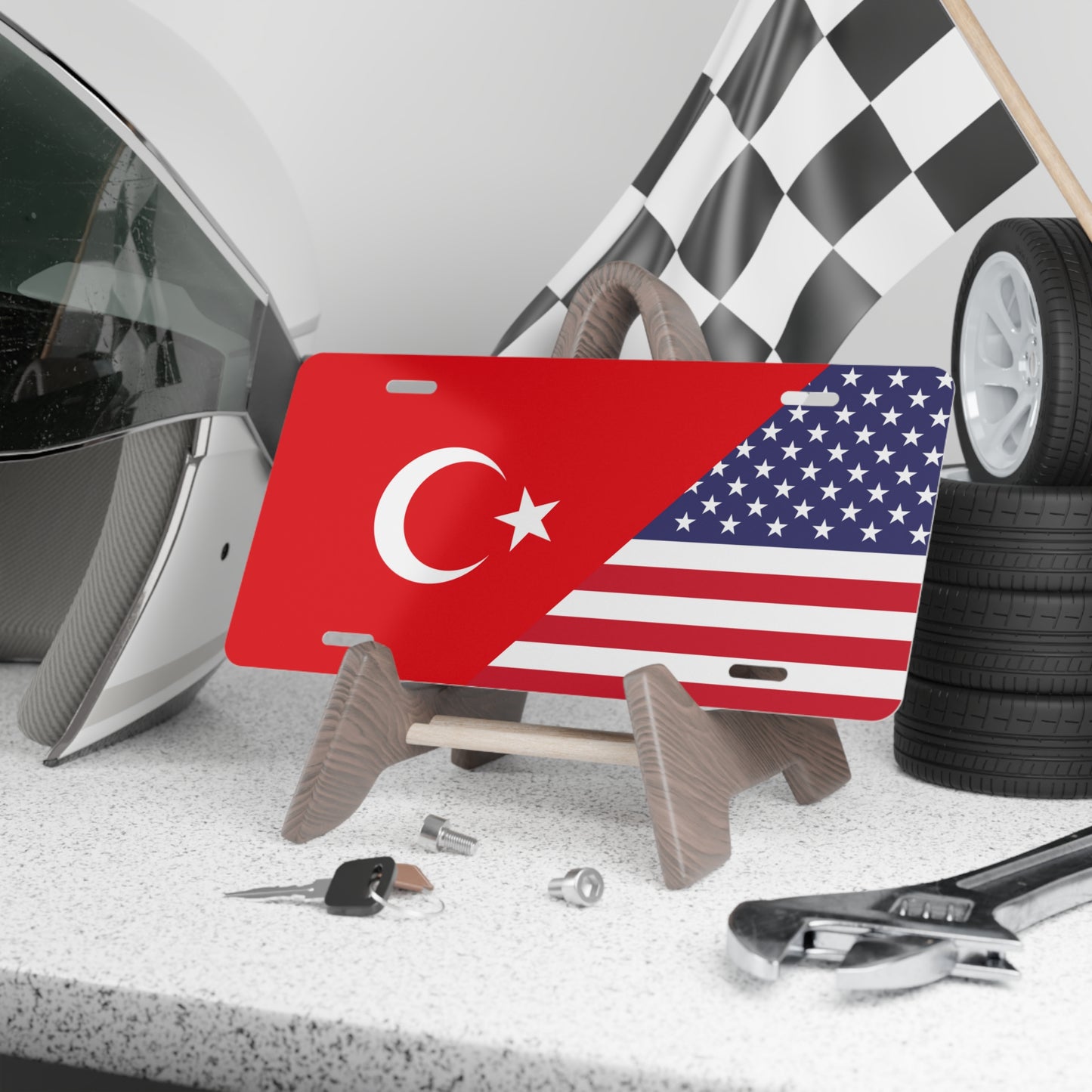 TUR/USA Flag Vanity Plate
