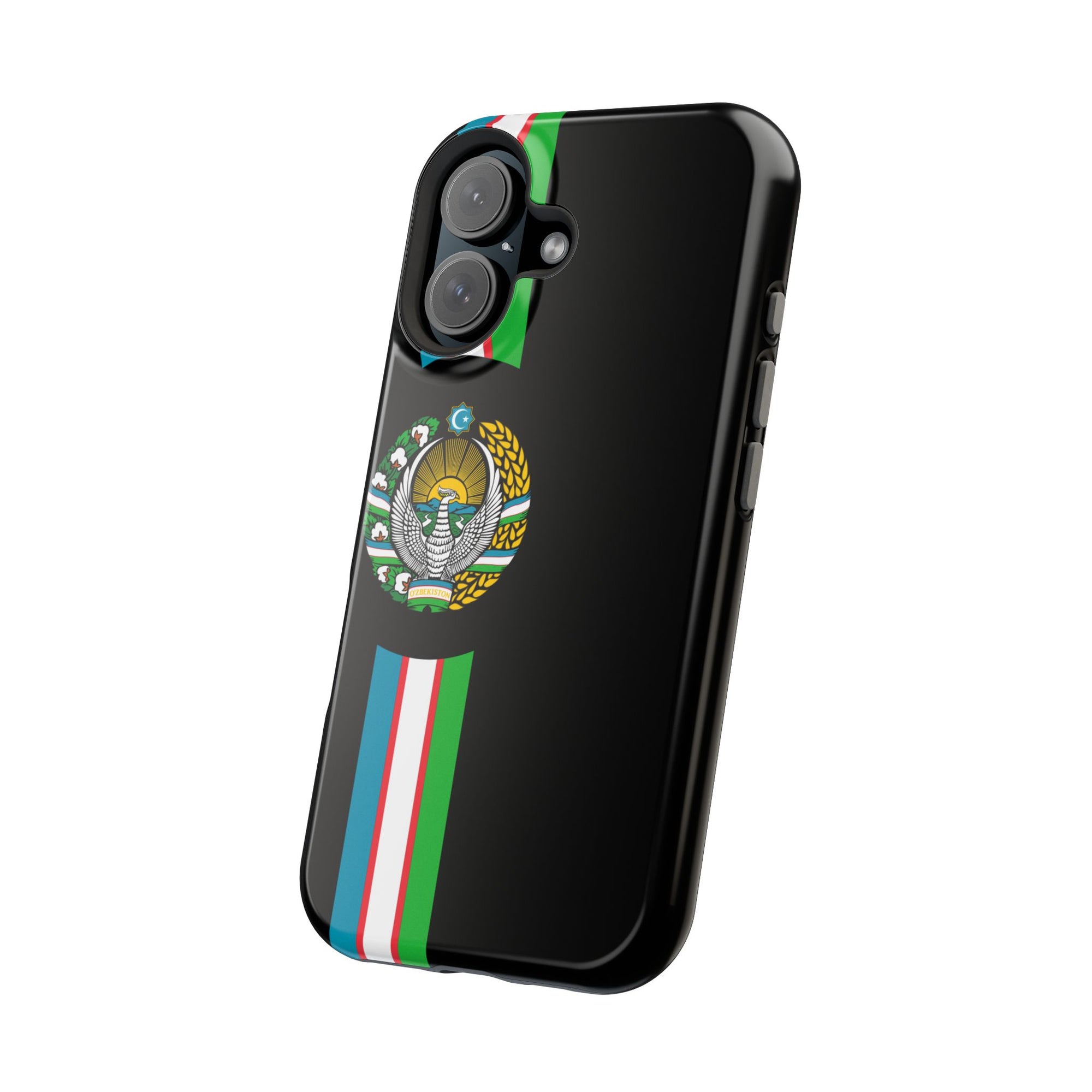 UZB Coat of Arms Flag Stripes Phone Case