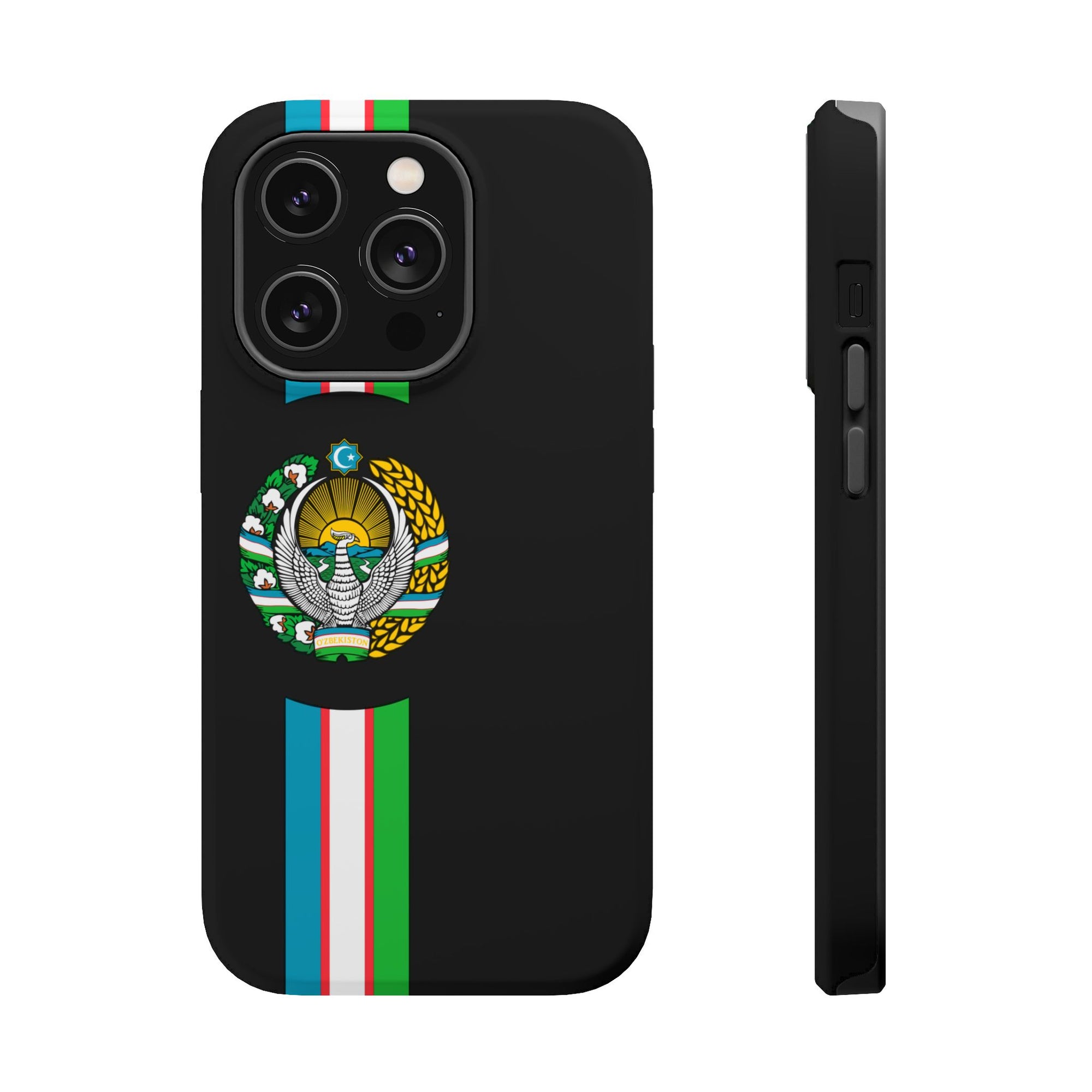 UZB Coat of Arms Flag Stripes Phone Case