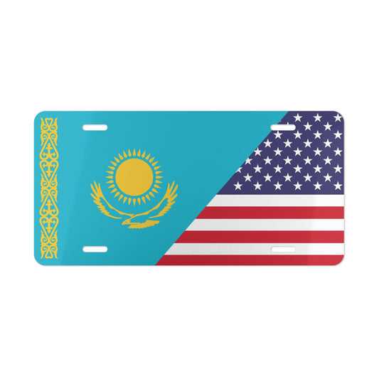 Kazakh American Flag Vanity Plate