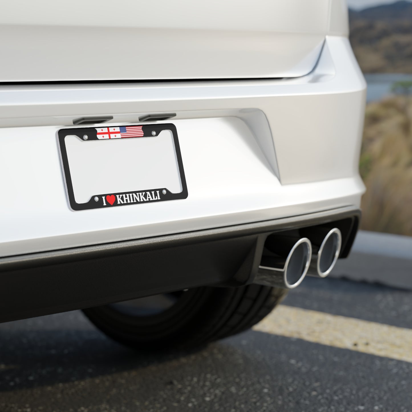 I LOVE KHINKALI Georgia with flag License Plate Frame