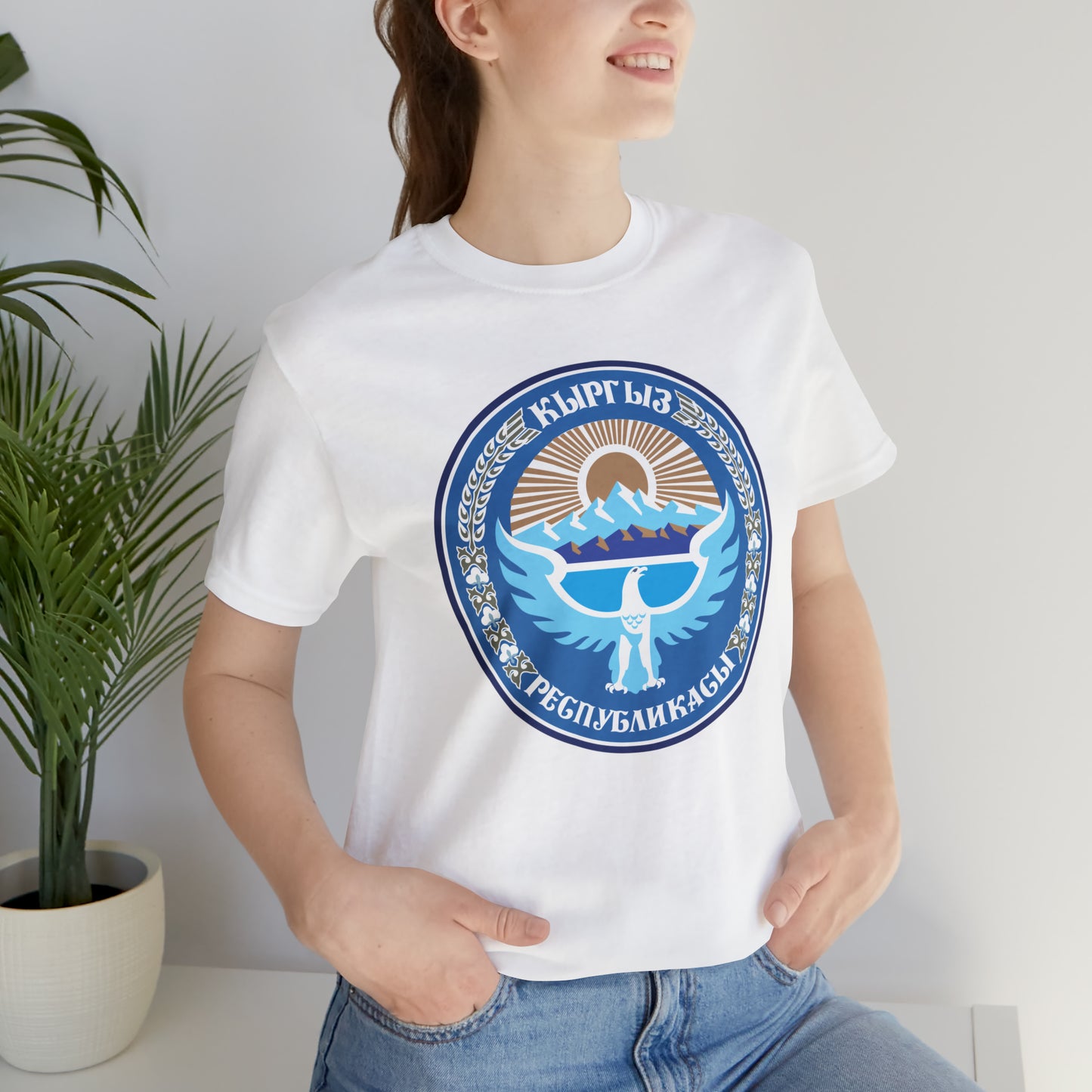 Kyrgyz National Emblem Unisex Jersey Short Sleeve Tee