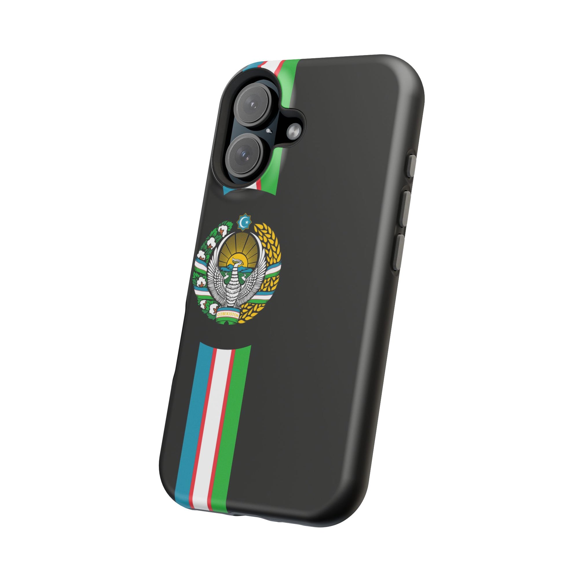 UZB Coat of Arms Flag Stripes Phone Case
