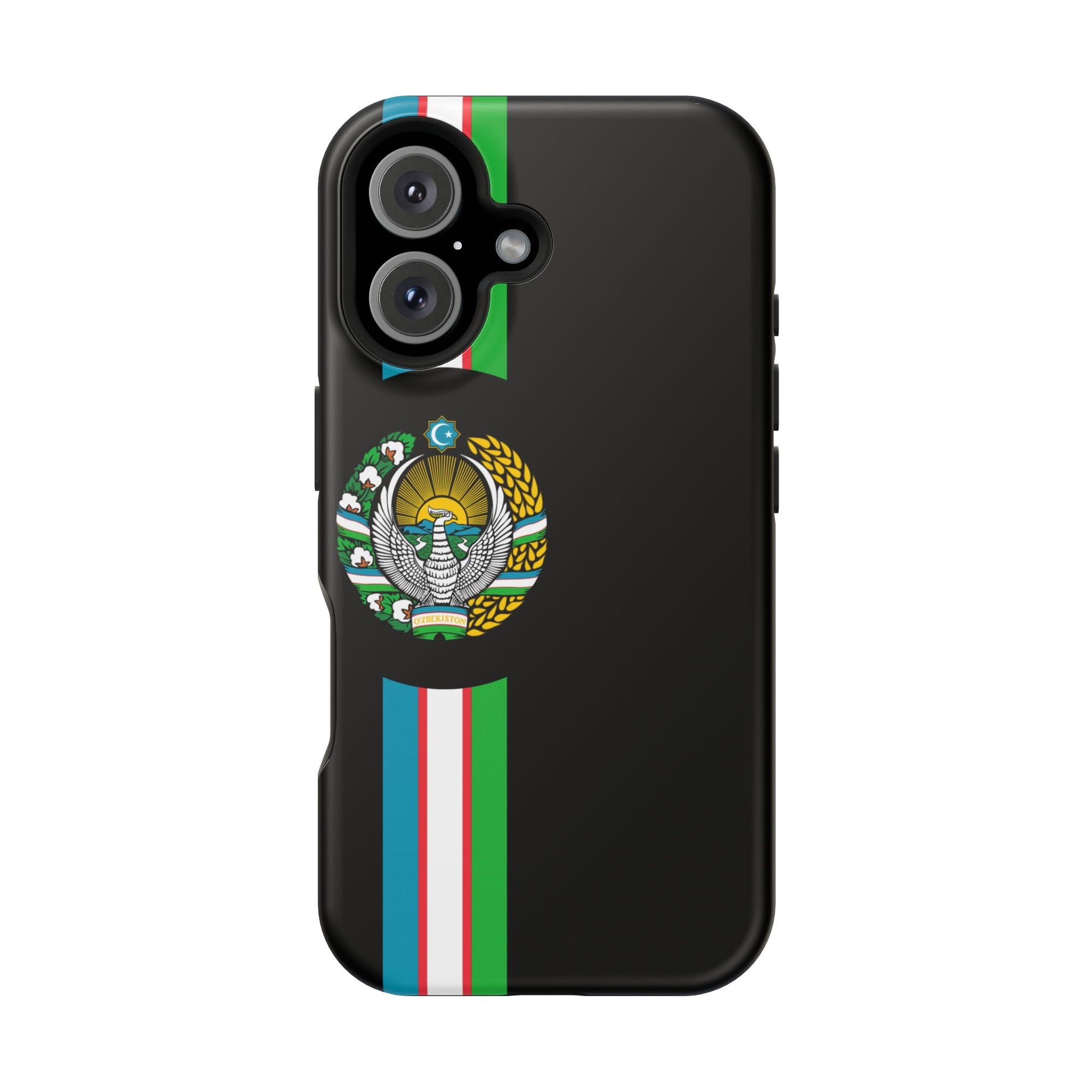 UZB Coat of Arms Flag Stripes Phone Case