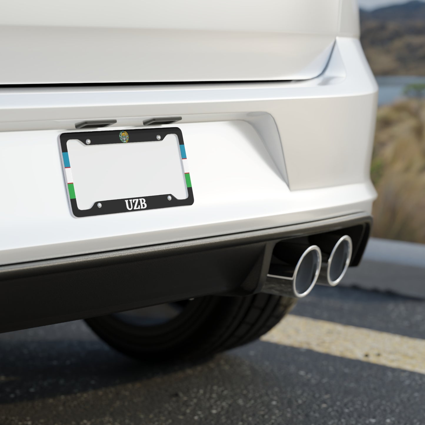 UZB Flag Sides License Plate Frame