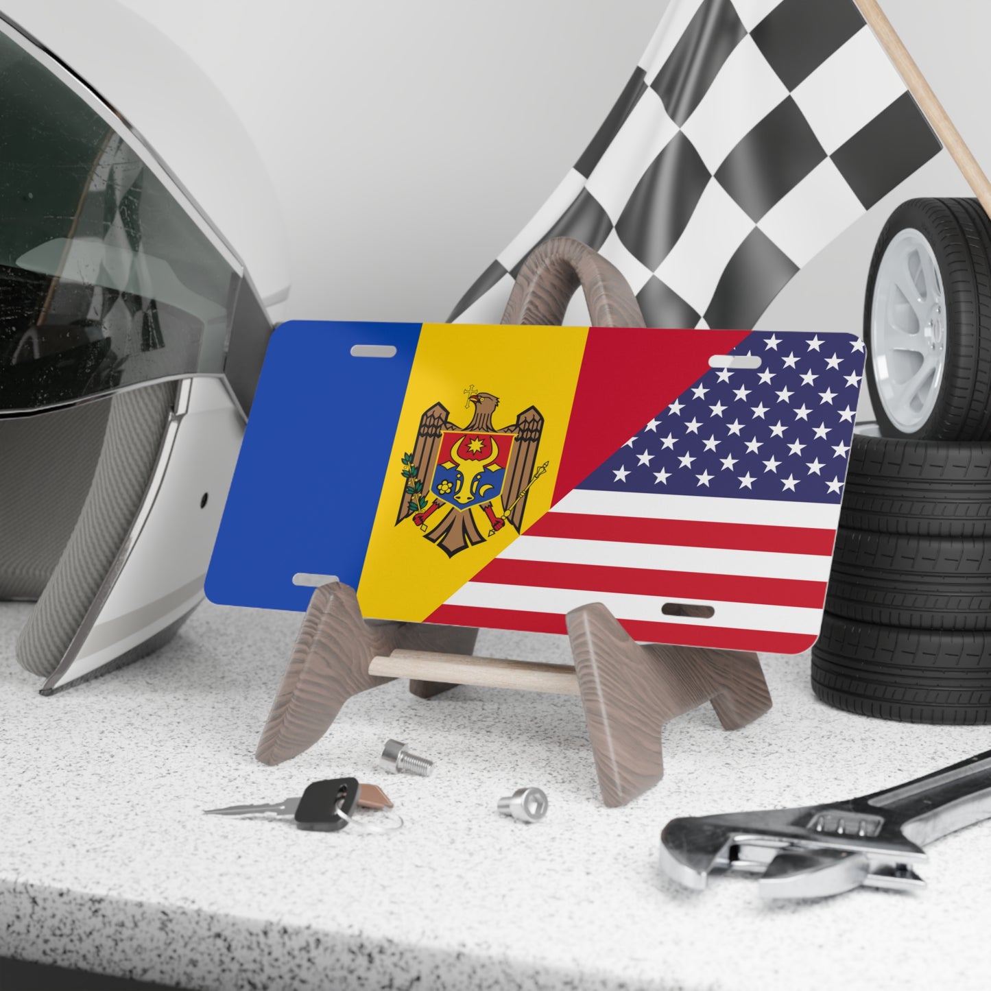 Moldova USA Flag Vanity Plate