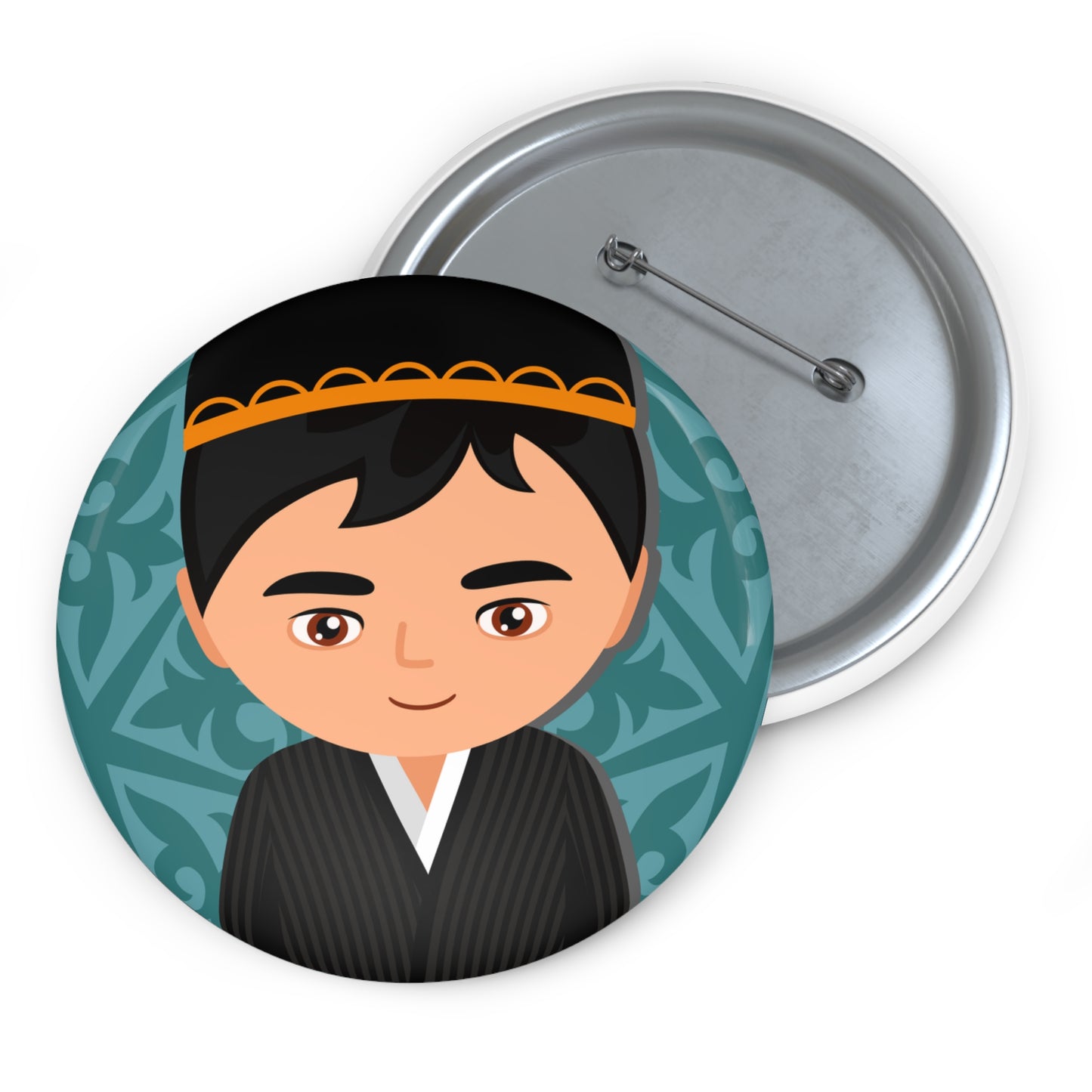 Tajik Men In traditional clothes Pin Buttons