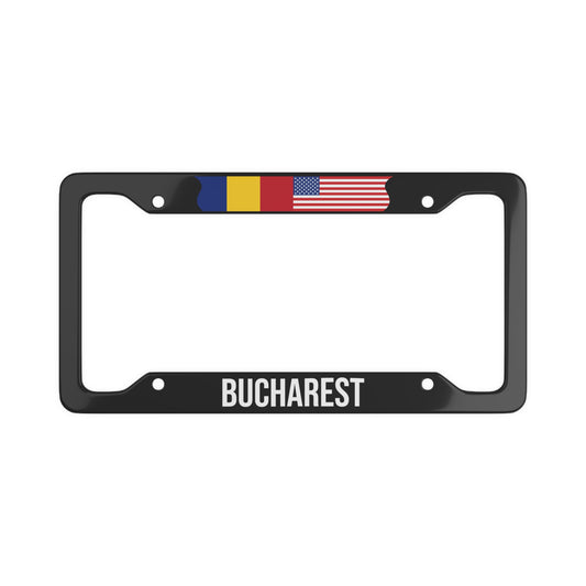 Bucharest Romania USA Flag Car Frame