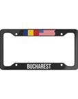 Bucharest Romania USA Flag Car License Plate Frame