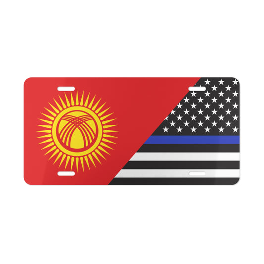 Kyrgyzstan New Flag/Thin Blue Line Flag Vanity Plate