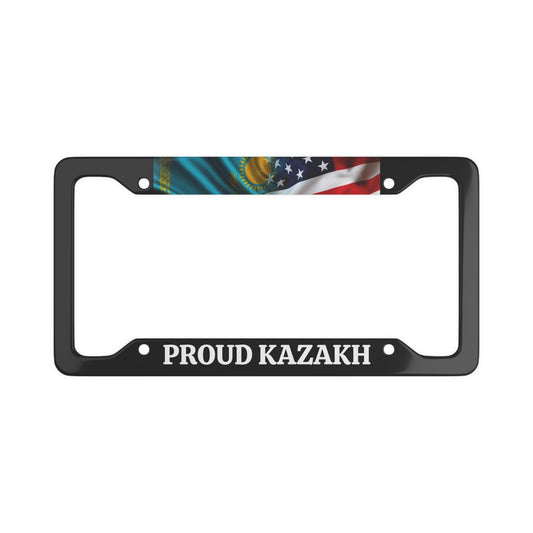 Proud Kazakh  with flag License Plate Frame