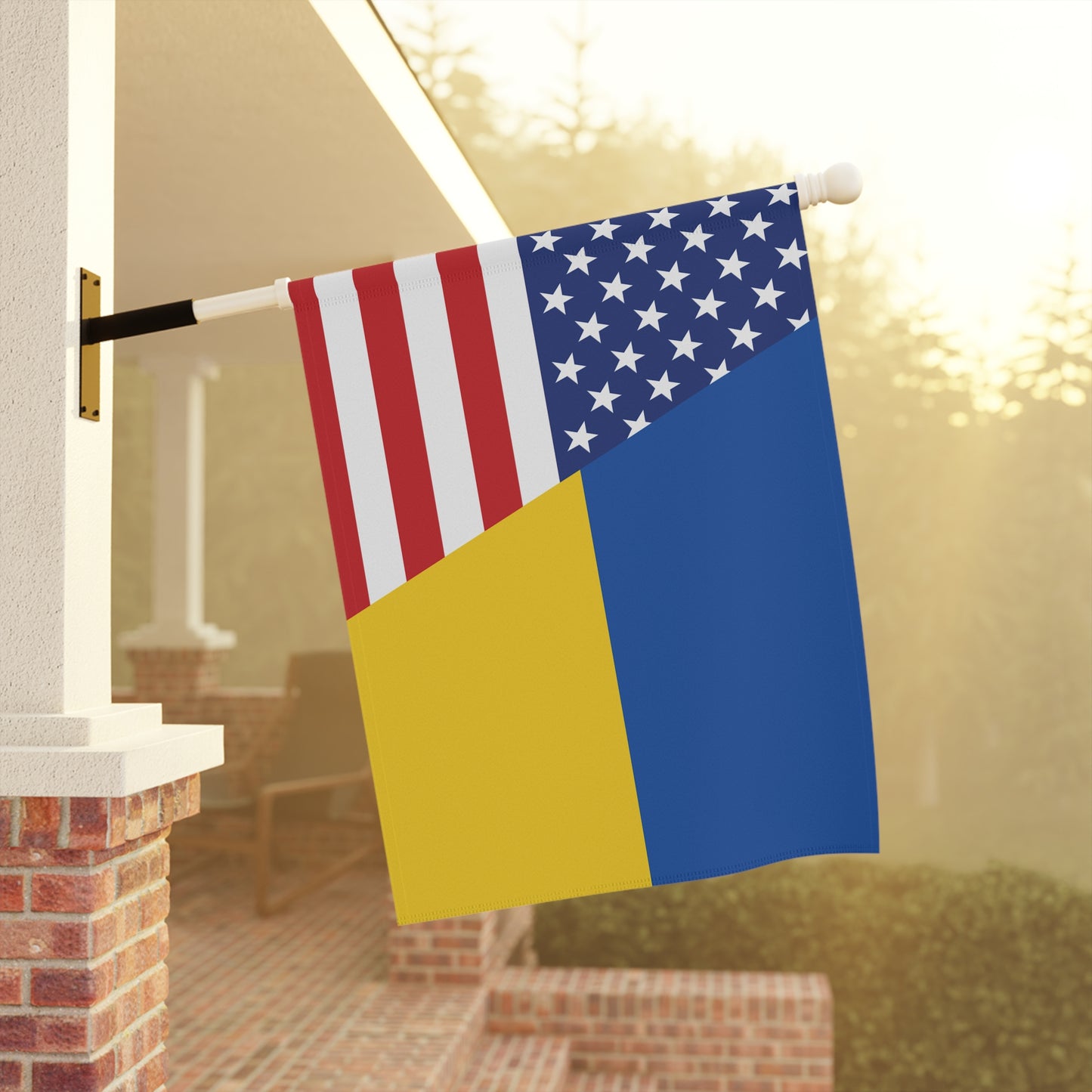 Ukrainian American Flag Garden & House Banner