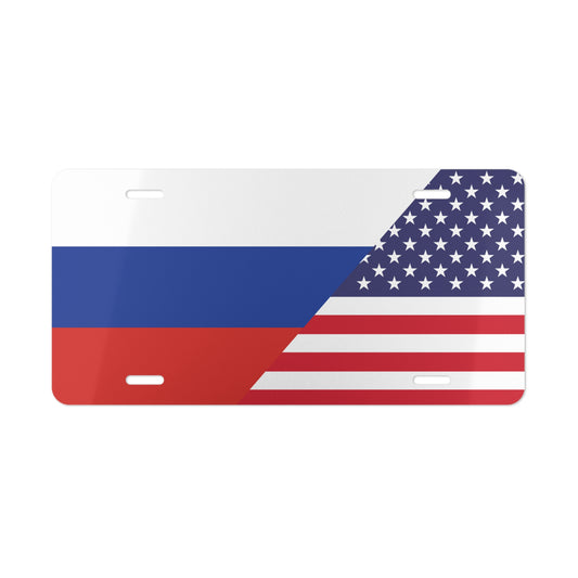 Russian American Flag Vanity Plate