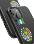UZB Coat of Arms Flag Stripes Phone Case