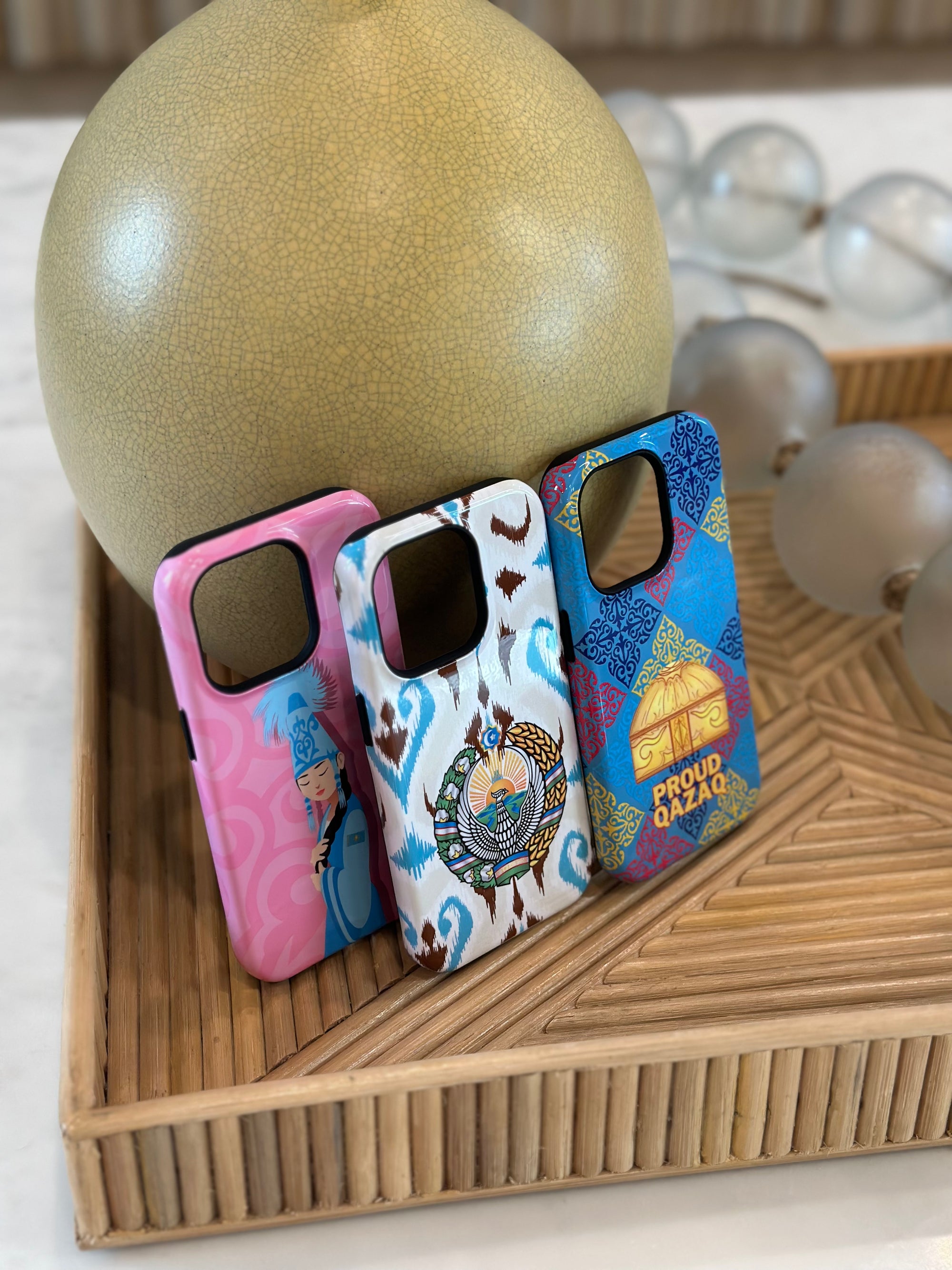 Custom Phone Cases with Kazakh Uzbek Central Asia patterns