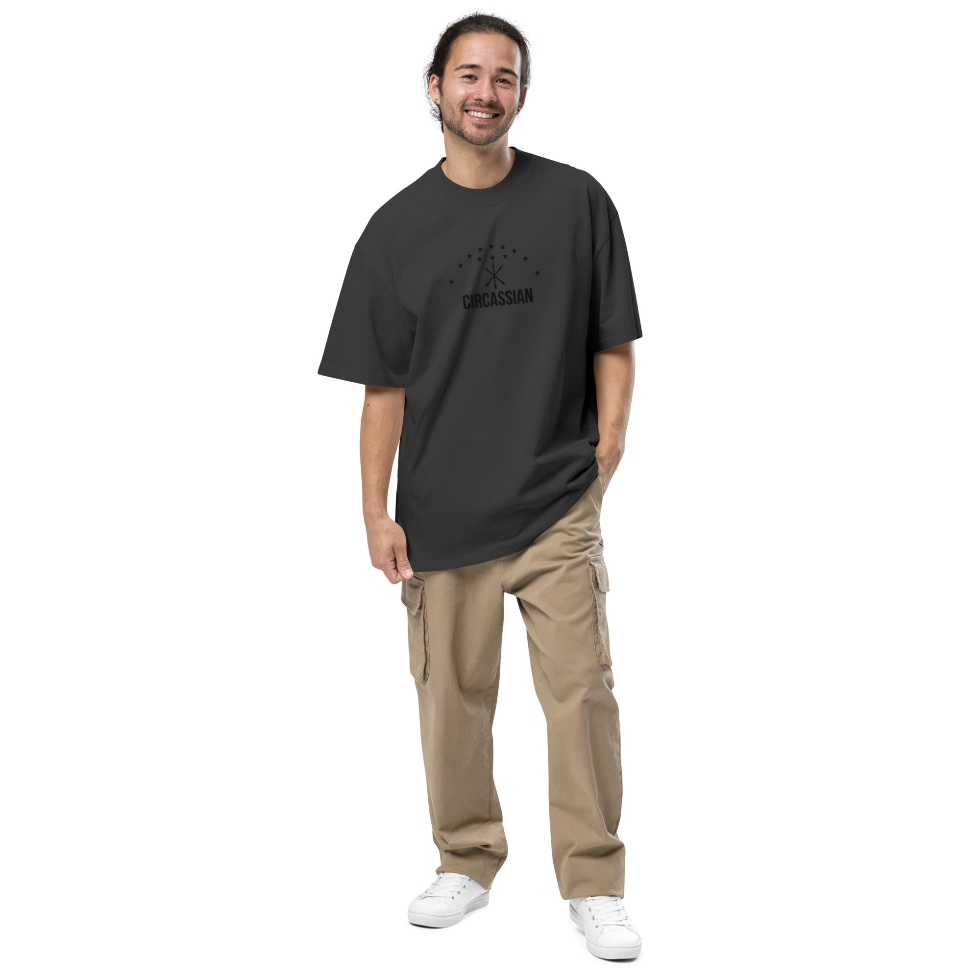 Circassian Embroidered Oversized faded t-shirt