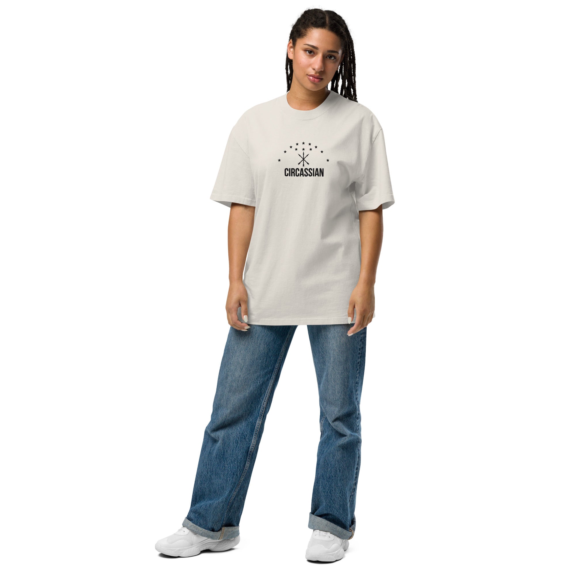Circassian Embroidered Oversized faded t-shirt