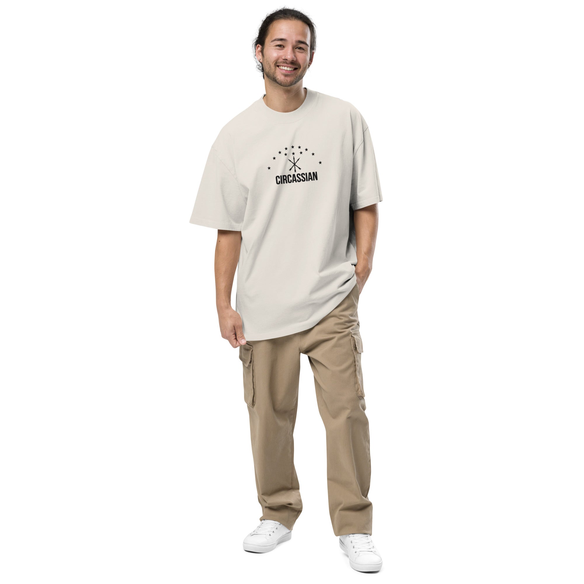 Circassian Embroidered Oversized faded t-shirt