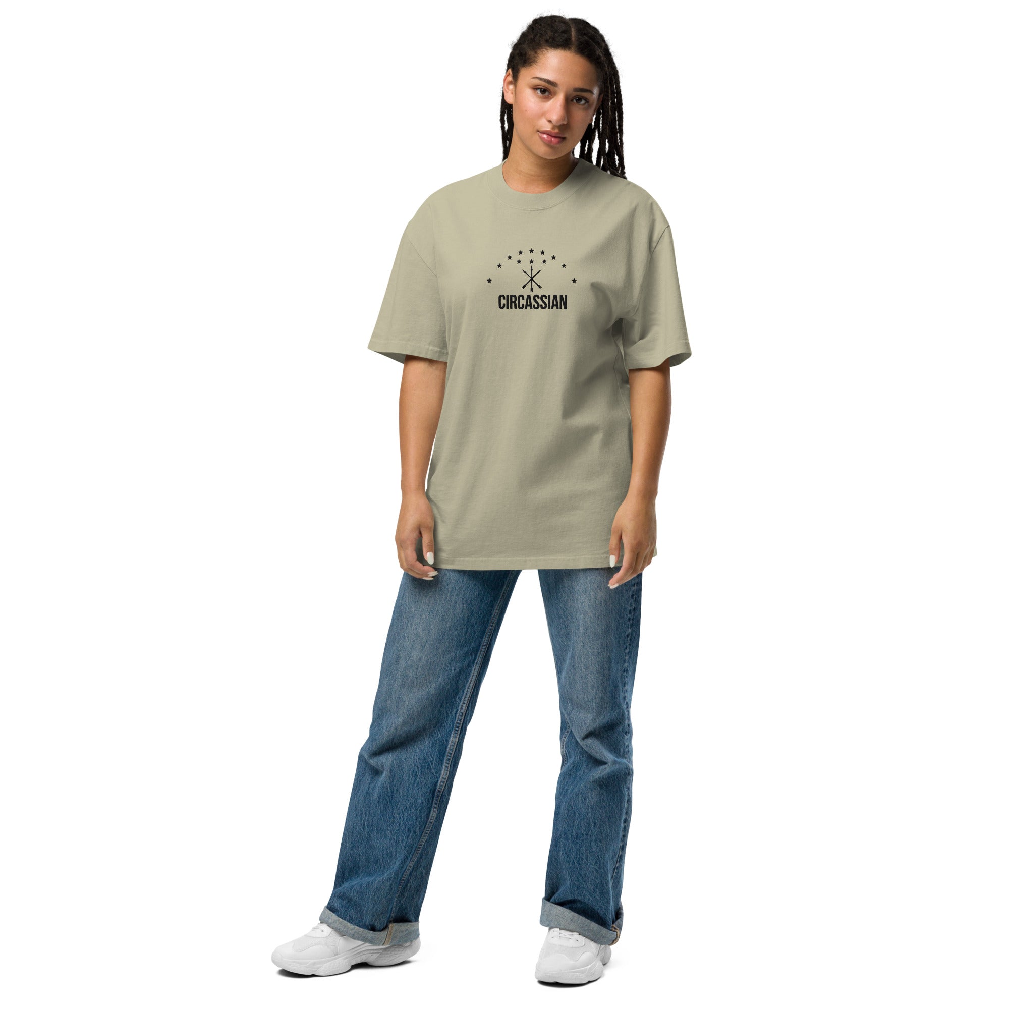Circassian Embroidered Oversized faded t-shirt