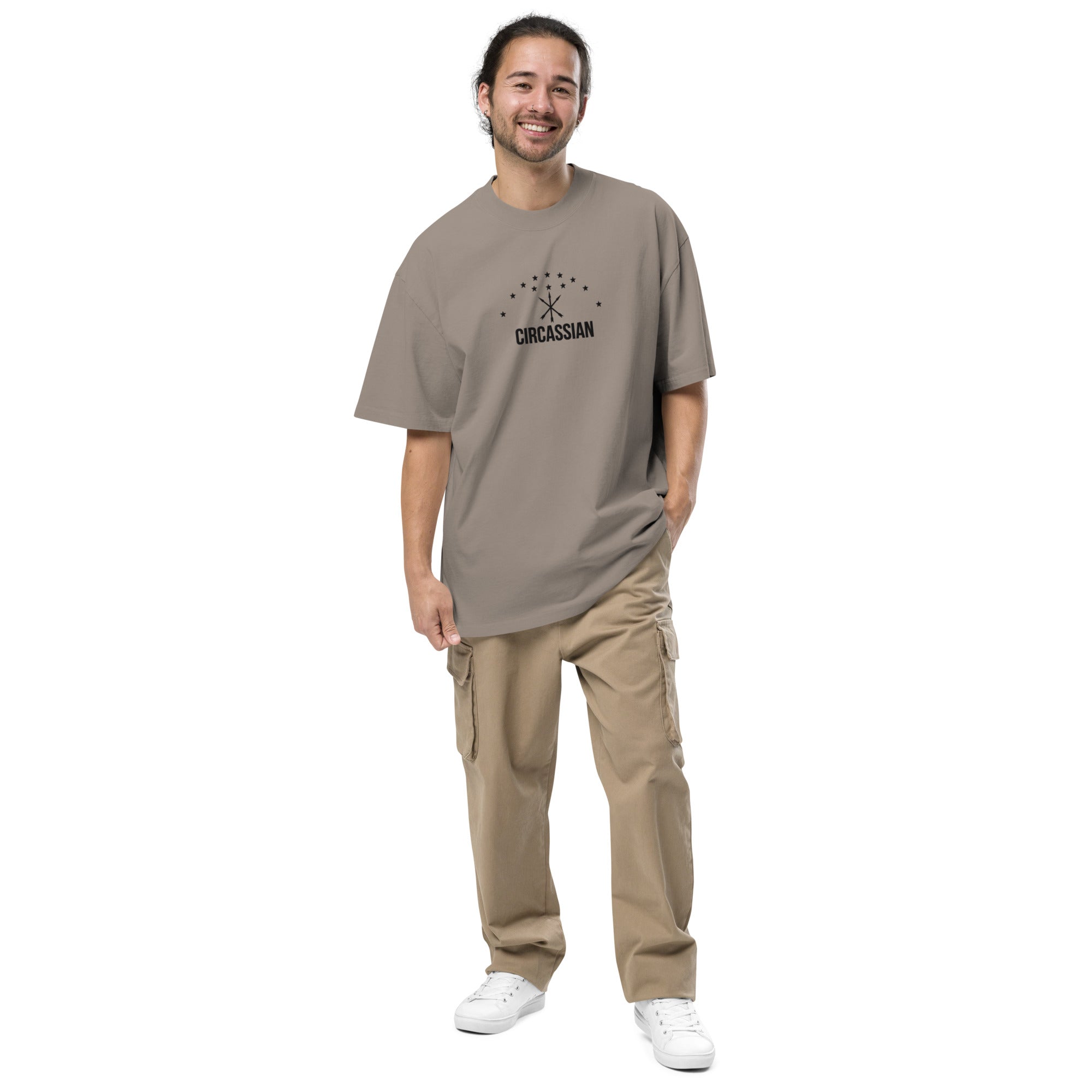 Circassian Embroidered Oversized faded t-shirt