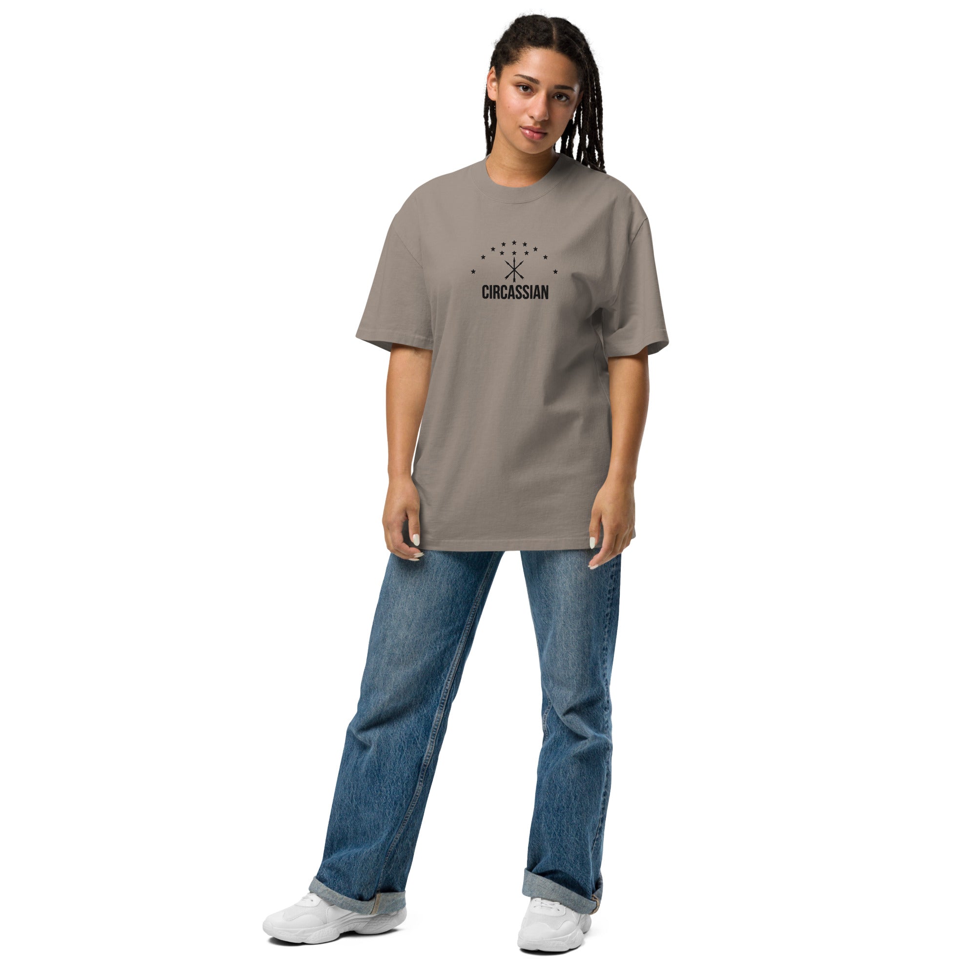 Circassian Embroidered Oversized faded t-shirt