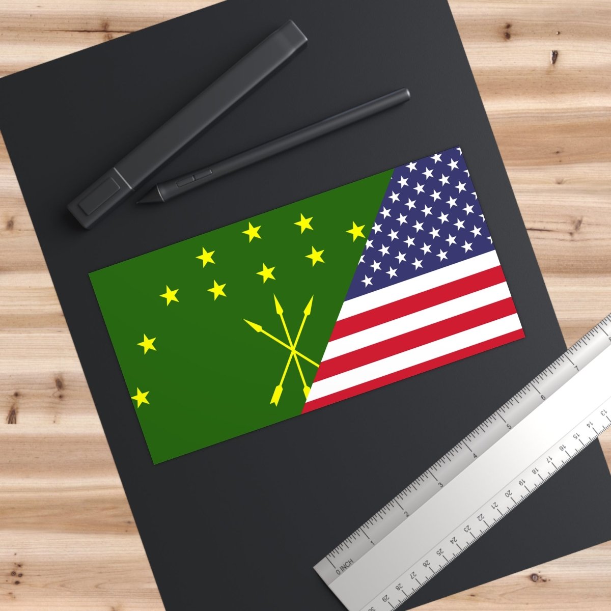 Adygea American Flag Bumper Sticker - Cultics