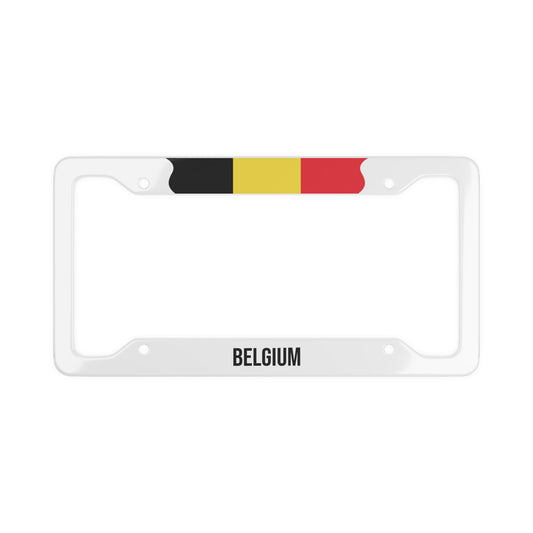 Belgium Flag White Car Plate Frame