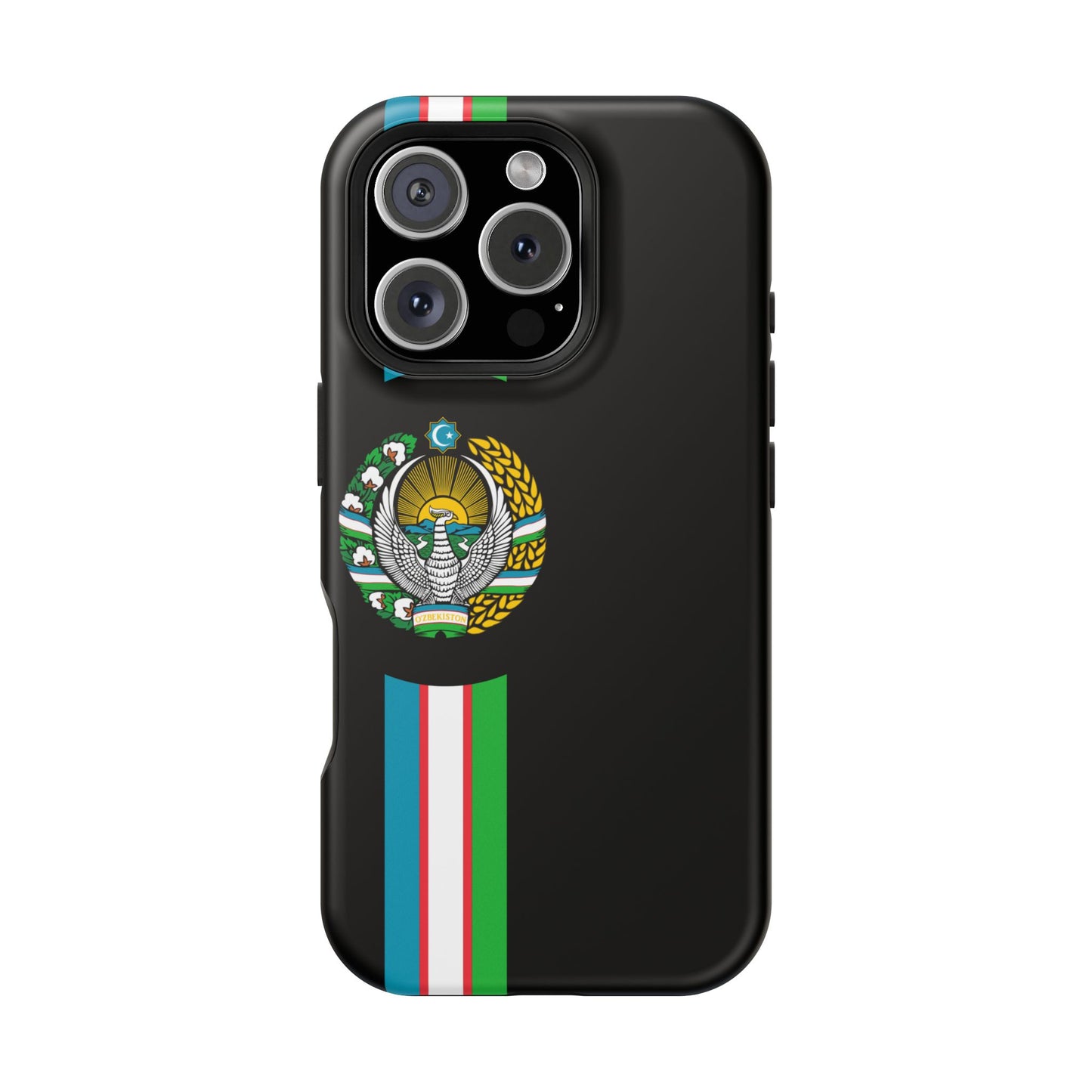 UZB Coat of Arms Flag Stripes Phone Case