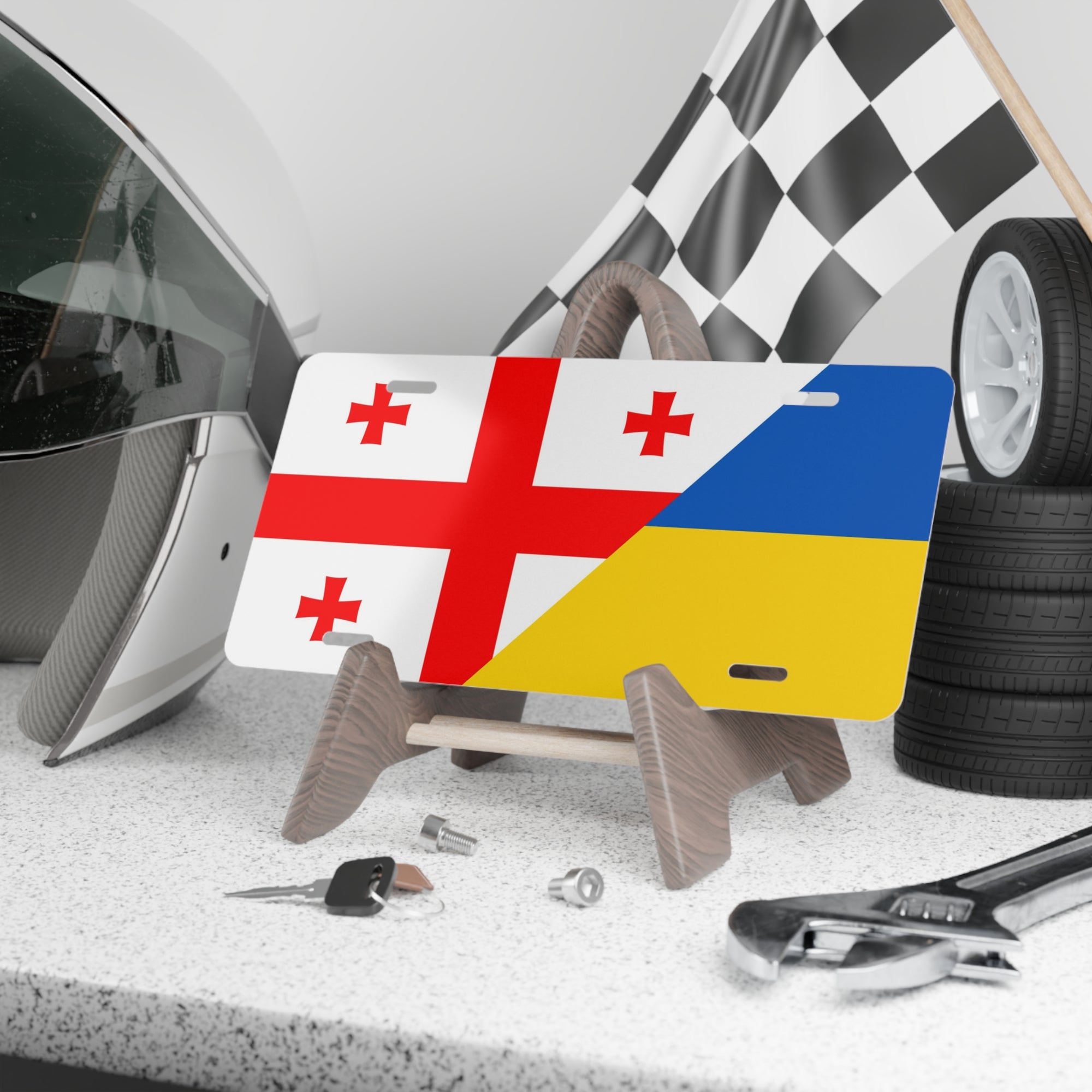 Georgian Ukrainian Flag Vanity Plate