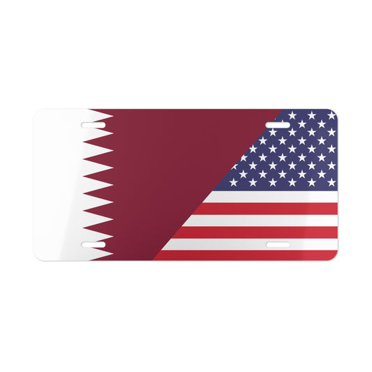 Qatar USA Flag Vanity Plate