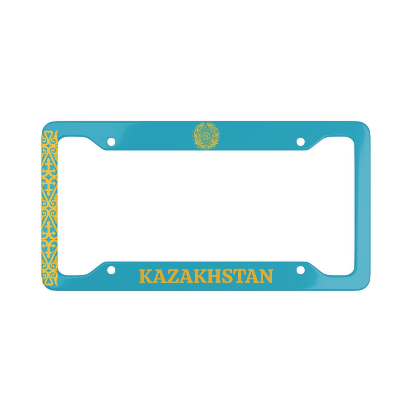 Colorful Kazakhstan Flag Coat of Arms License Plate Frame