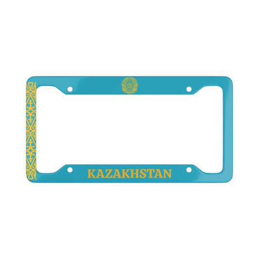 Colorful Kazakhstan Flag Coat of Arms License Plate Frame