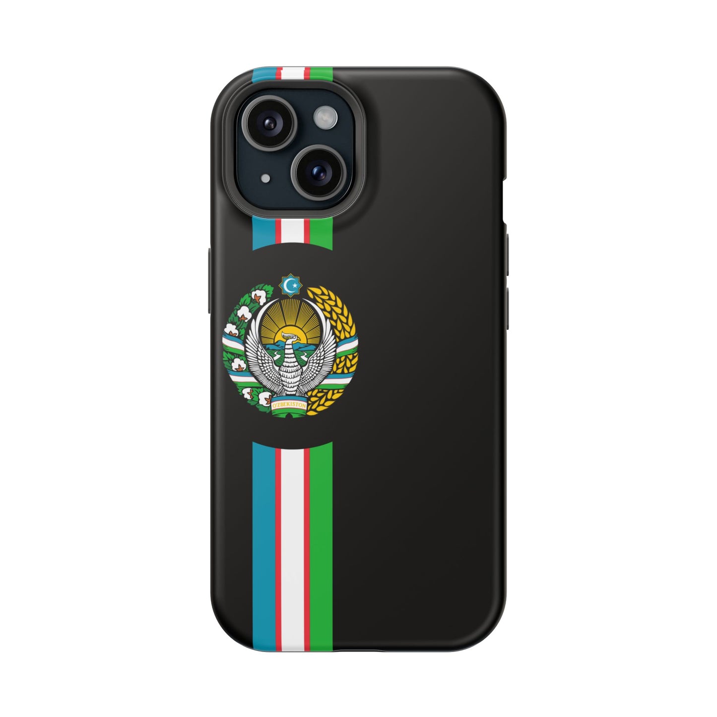 UZB Coat of Arms Flag Stripes Phone Case