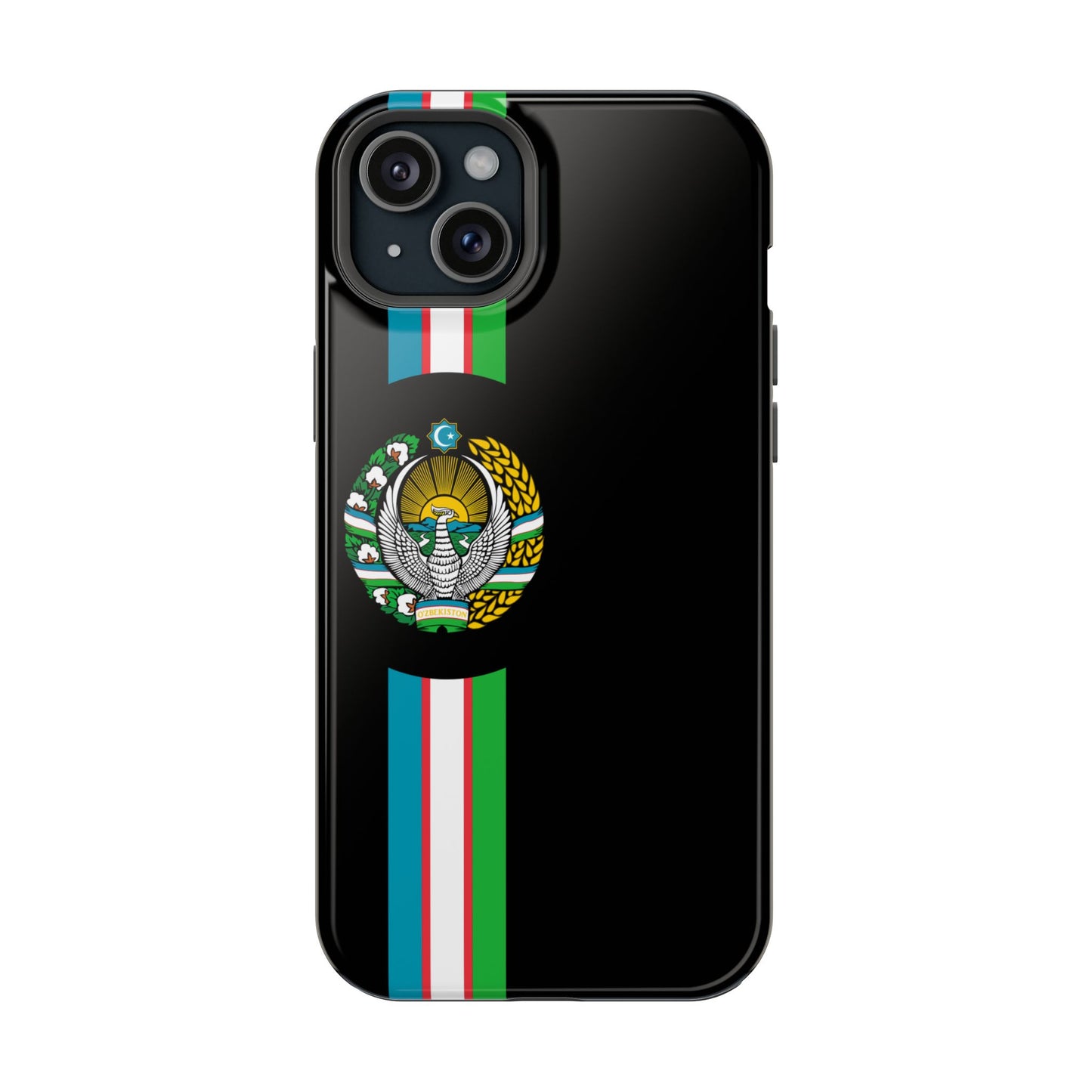 UZB Coat of Arms Flag Stripes Phone Case